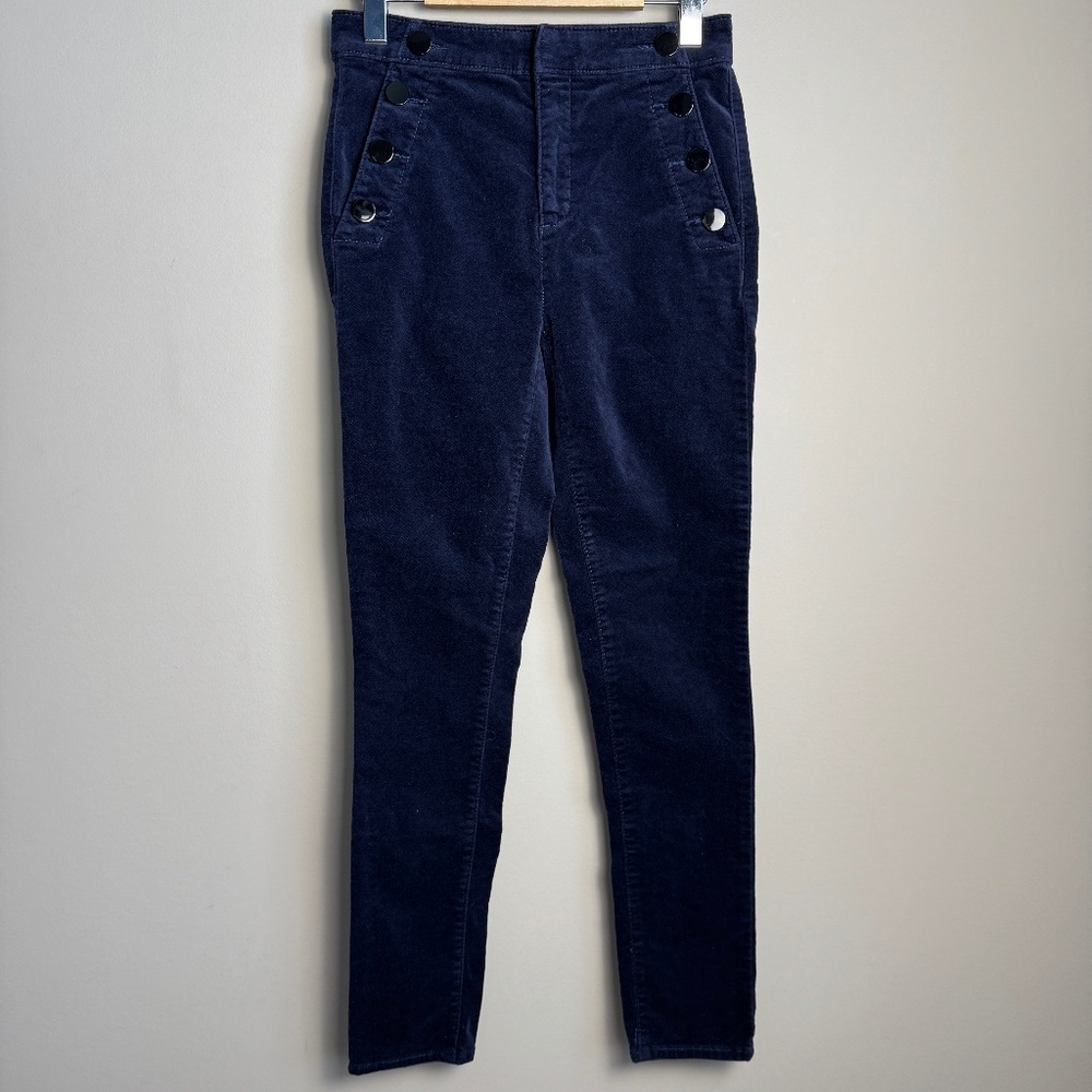 LOFT Women's Velvet Mariner Skinny Pants Deep Space Blue Size 25 Stretch Ankle